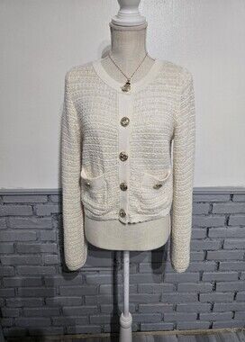 Jessica Simpson Cream Knit Sweater with Metallic Threads
